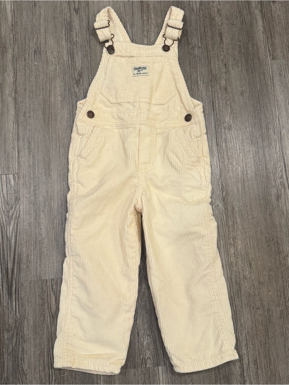 OshKosh B’gosh Vestbak Overalls 3T Cream Ivory Corduroy Bib Toddler Kids